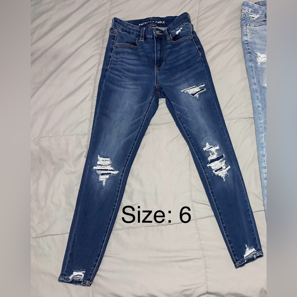 American Eagle Outfitters Blue Skinny Jeans Distressed